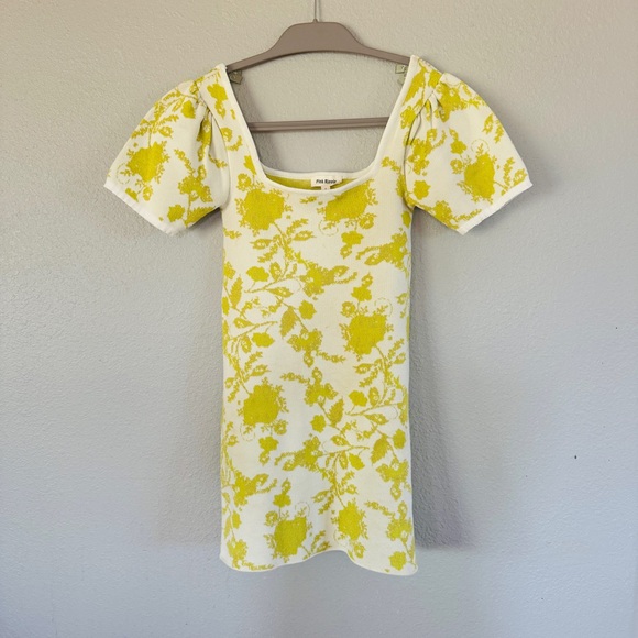 Pink Ripple chartreuse flower mini dress size S - Picture 2 of 3